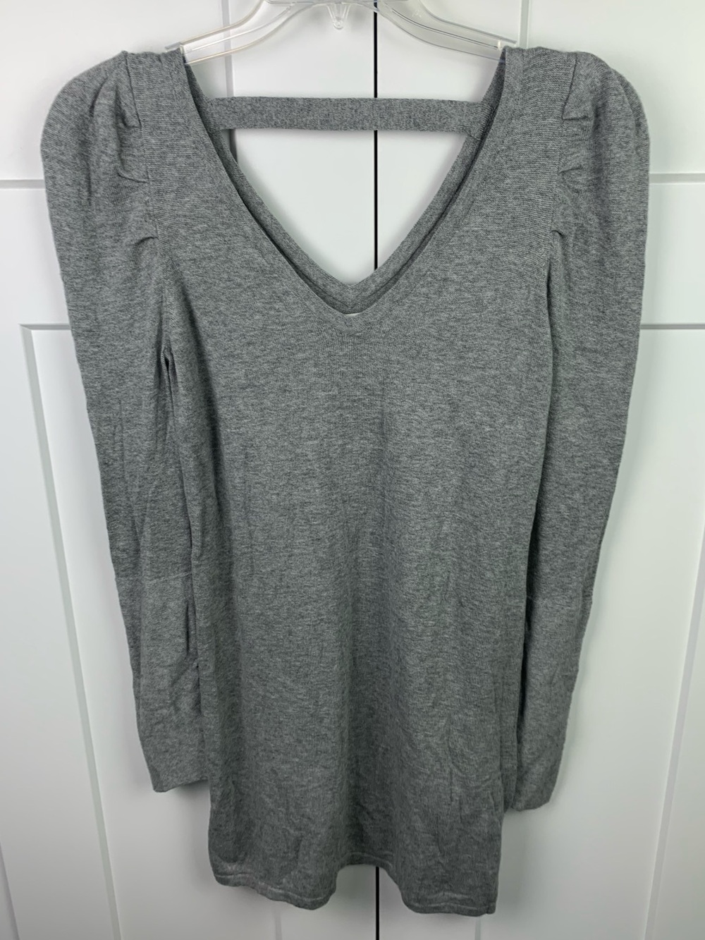 Violet Ray LARGE Sweater Dress Tunic Gray Puff Sleeve Romantic Coquette